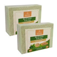 Khadi Pure Herbal Mint & Sesame Seeds Soap with Sheabutter - 125g (Set of 2)