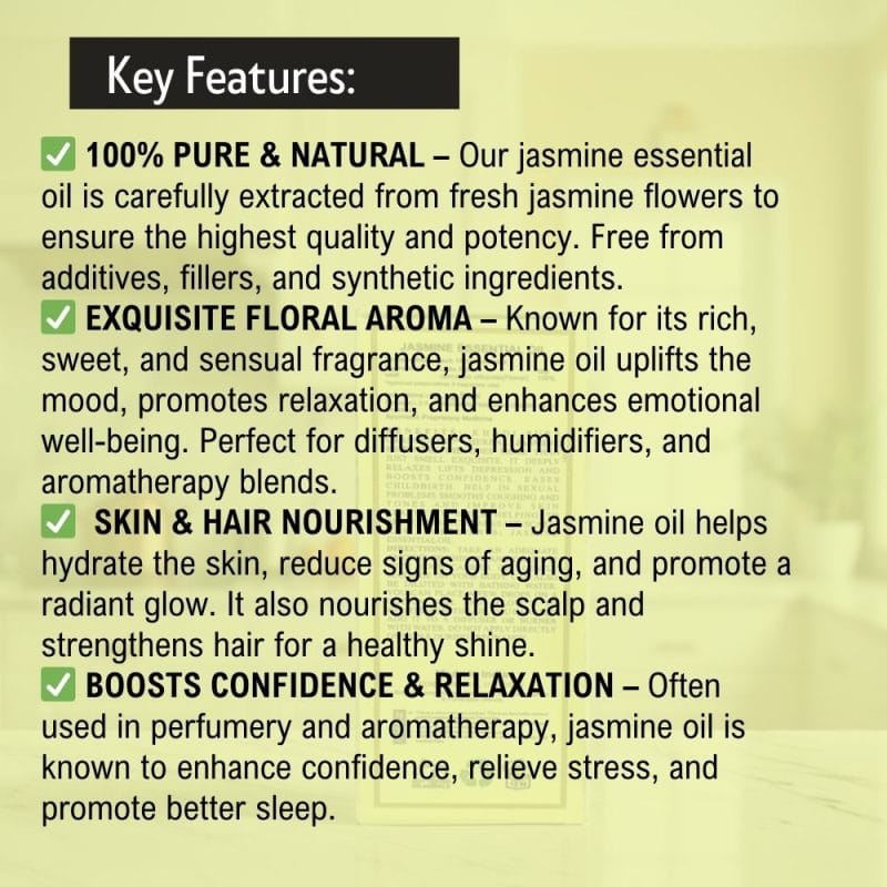 Khadi Pure Herbal Jasmine Essential Oil | Anxiety and Stress Relief | Skin Health | Aphrodisiac Qualities | Sleep Aid | 15ml - Image 5