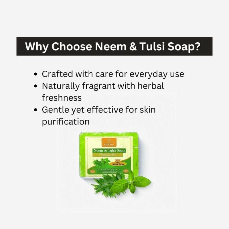 Khadi Pure Herbal Neem Tulsi Soap – 125g | Antibacterial Soap for Nourishing, Hydrating Skin with Neem and Tulsi - Image 3