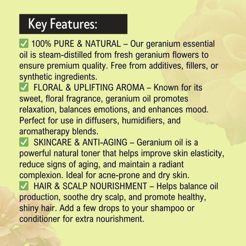 Khadi Pure Herbal Geranium Essential Oil | Mood Enhancement | Hormonal Balance | Antimicrobial Properties | Insect Repellent | 15ml - Image 3