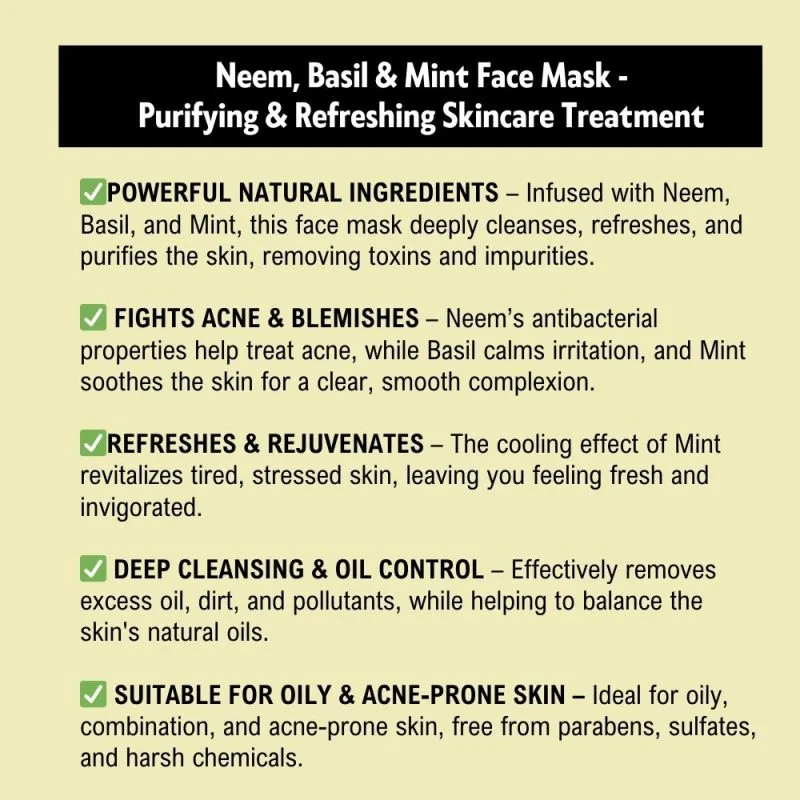 Khadi Pure Herbal Neem, Basil & Mint Face Mask | Anti-Acne, Pore Cleansing & Skin Detox | 50g - Image 8