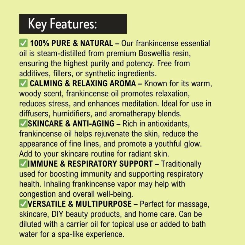 Khadi Pure Herbal Frankincense Essential Oil | Anti-Inflammatory Properties | Respiratory Health | Stress Relief | Immune Support  | 15ml - Image 4