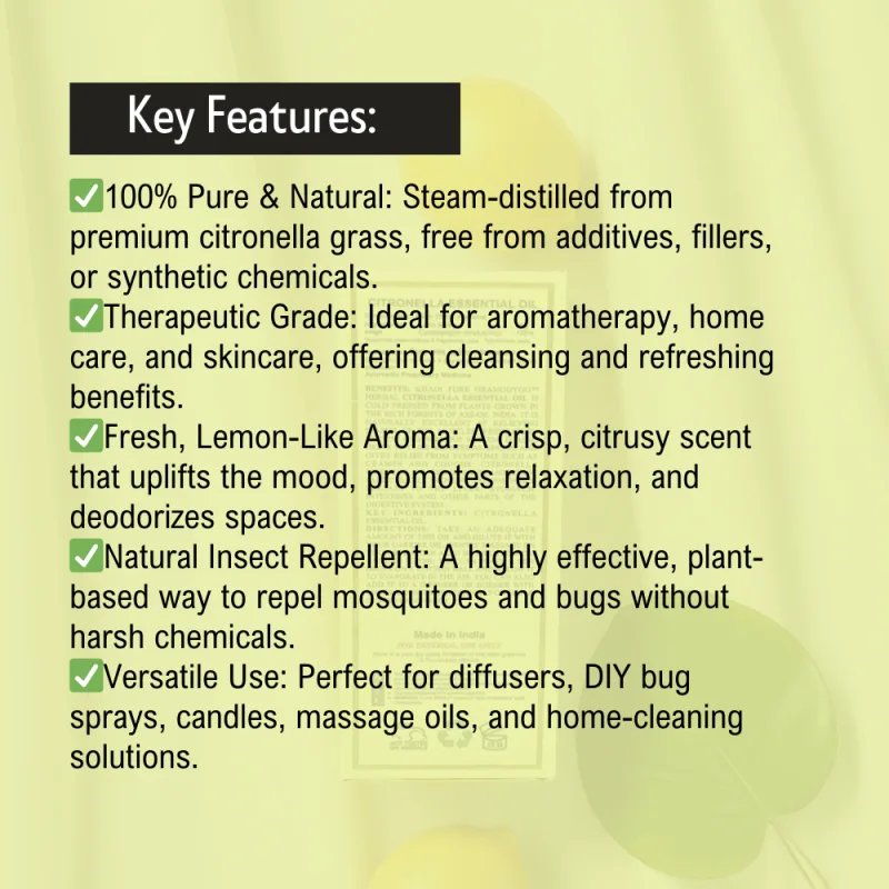 Khadi Pure Herbal Citronella Essential Oil | Insect Repellent | Antimicrobial Properties | Mood Enhancement | Respiratory Support | 15ml - Image 8