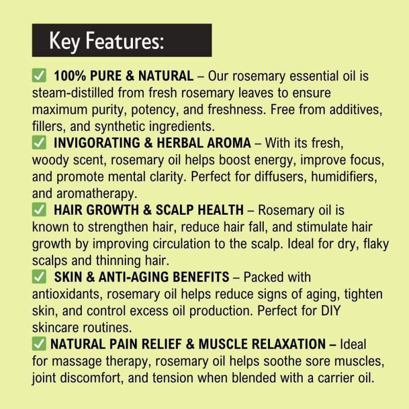 Khadi Pure Herbal Rosemary Essential Oil | Memory Boost & Mental Clarity | 15ml - Image 3