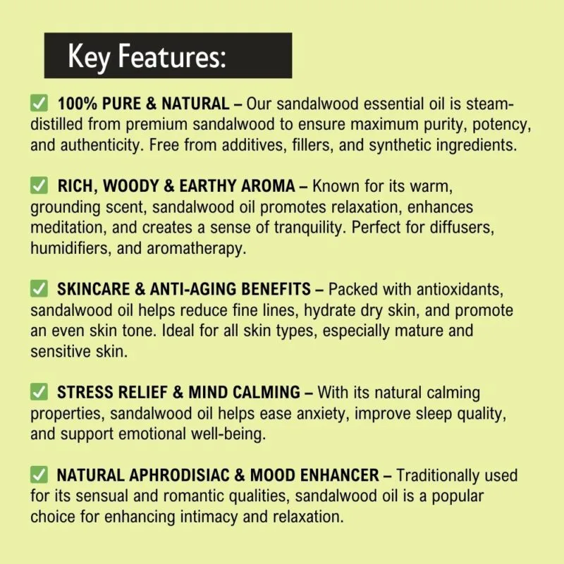 Khadi Pure Herbal Sandalwood Essential Oil | Relaxation and Stress Relief | Anti-inflammatory Effects | Skin Hydration and Anti-Aging | 15ml - Image 6