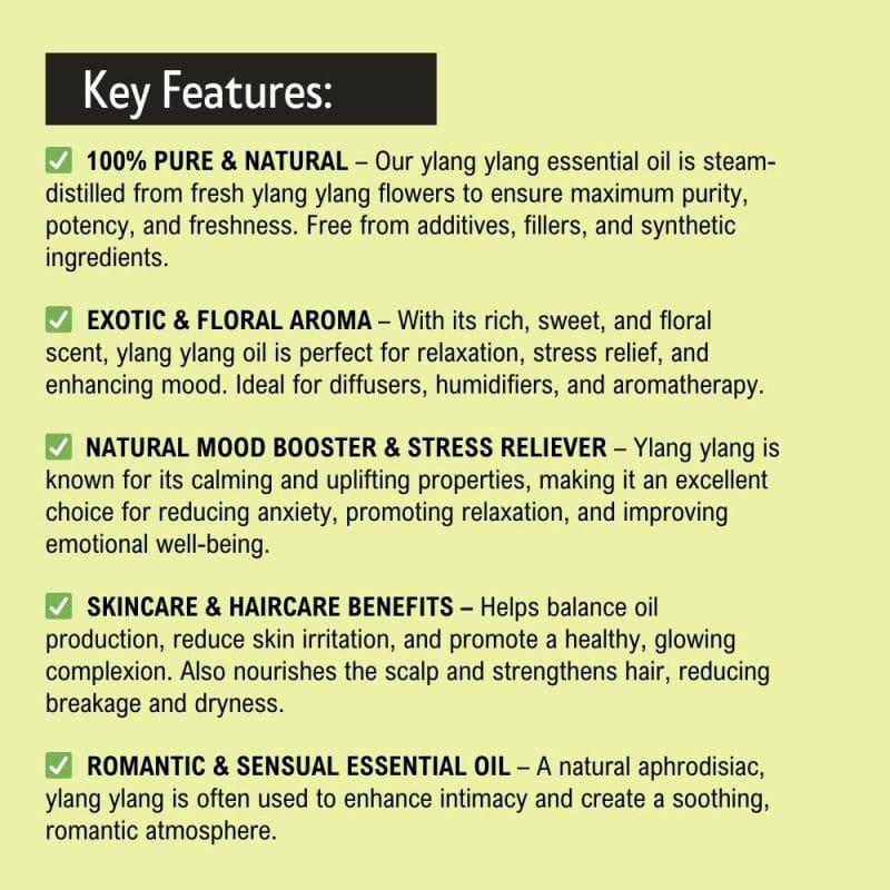 Khadi Pure Herbal Ylang Ylang Essential Oil | Anxiety and Stress Relief | Mood Enhancement | Heart Health Support | Skin and Hair Benefits | 15ml - Image 7