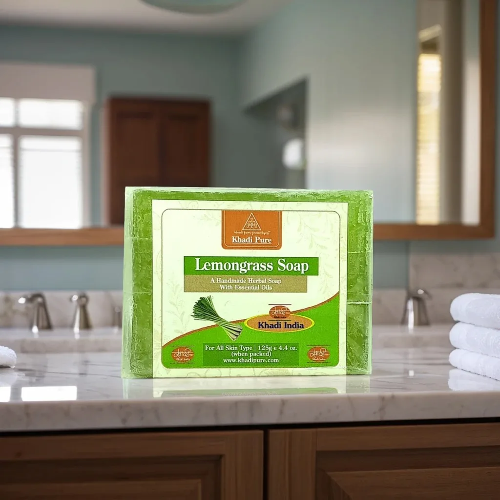 Khadi Pure Herbal Lemongrass Soap | 125g | Refreshing & Anti-Microbial Natural Soap - Image 2