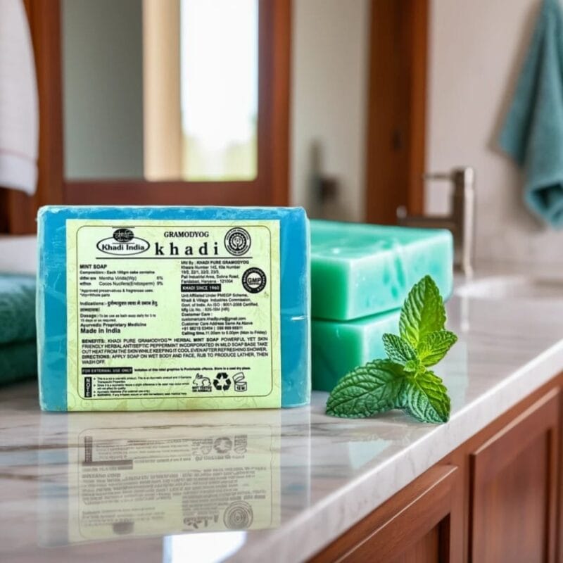 Khadi herbal mint soap for body cleansing and freshness