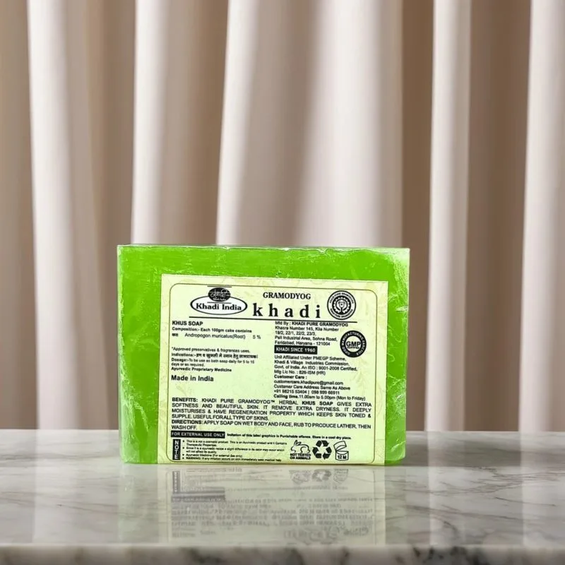 Khadi Pure Herbal Khus Soap | 125g | Deeply Moisturizing Soap with Khus Oil for Soft, Supple Skin - Image 2