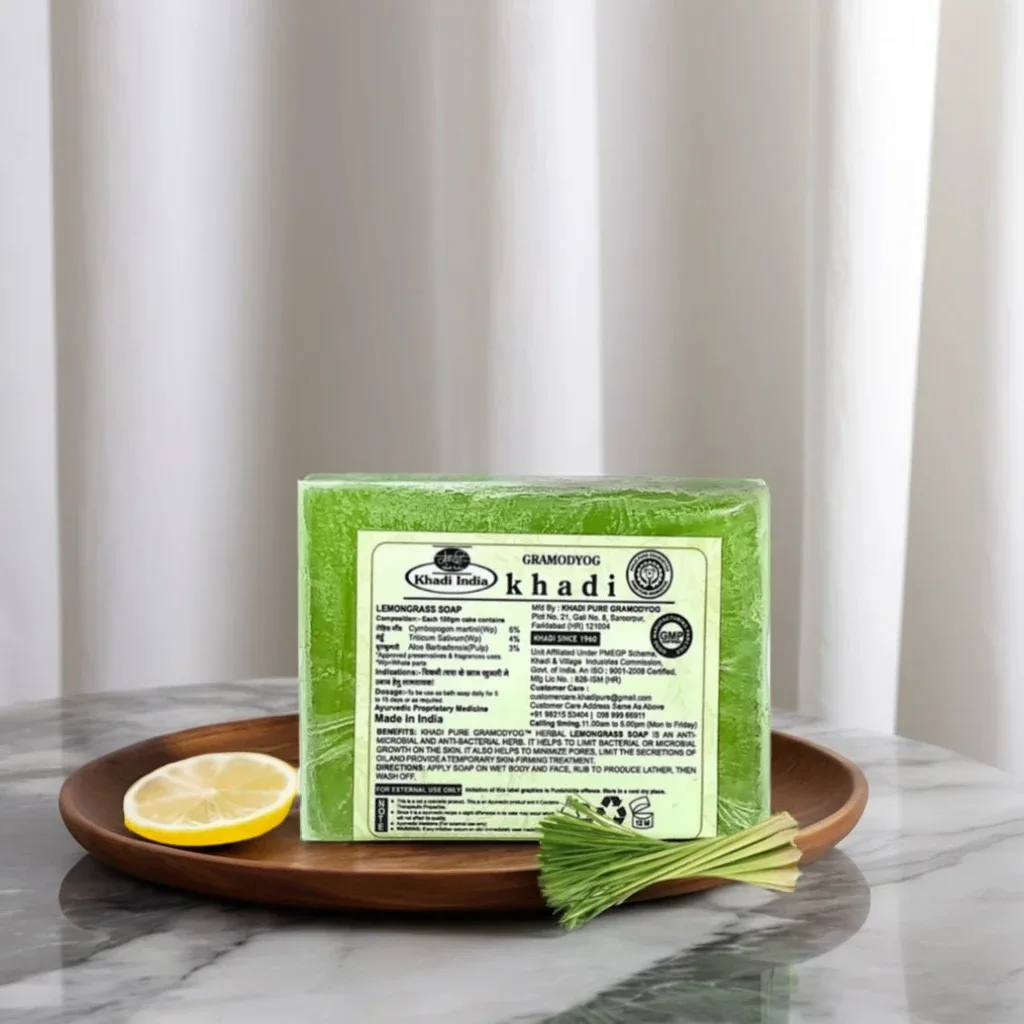 Khadi Pure Herbal Lemongrass Soap | 125g | Refreshing & Anti-Microbial Natural Soap - Image 3