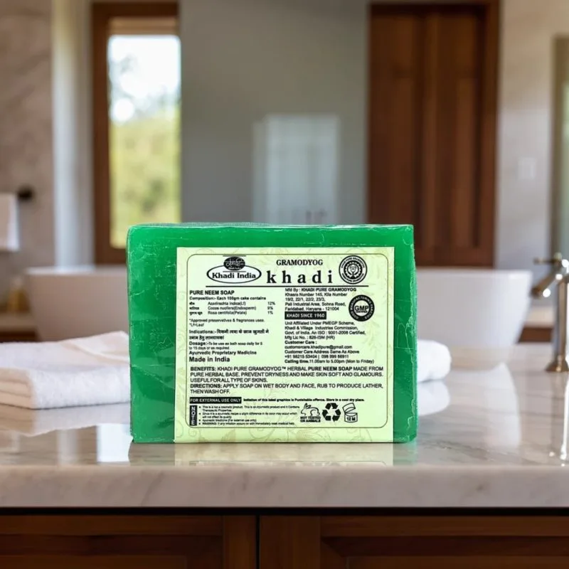 Khadi Pure Herbal Pure Neem Soap | 125g | Nourishing Antiseptic Soap for Soft, Glowing Skin - Image 3