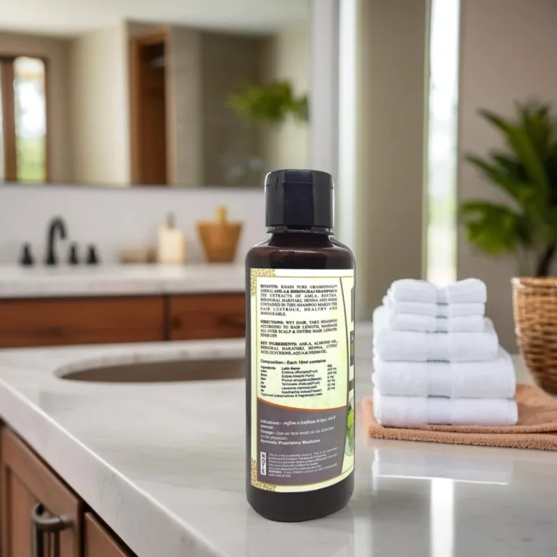 Khadi Pure Herbal Amla & Bhringraj Shampoo | 210ml | Nourishing Hair Cleanser for Healthy & Lustrous Hair | SLS & Paraben Free - Image 2