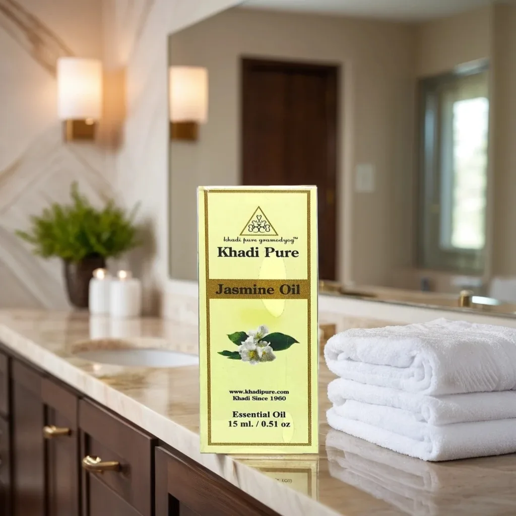 Khadi Pure Herbal Jasmine Essential Oil | Anxiety and Stress Relief | Skin Health | Aphrodisiac Qualities | Sleep Aid | 15ml - Image 2
