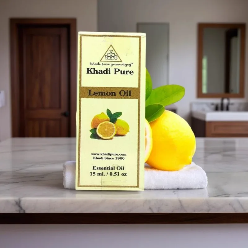Khadi Pure Herbal Lemon Essential Oil | Antimicrobial Properties | Mood Booster | Digestive Aid | Skin Brightening | Energy Booster | 15ml - Image 4