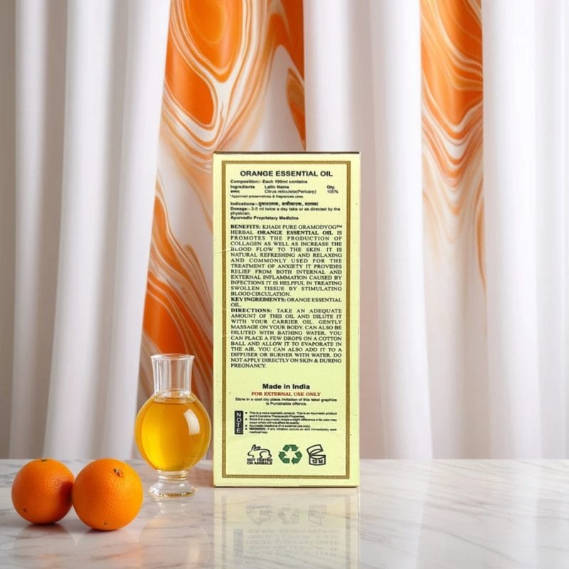 Khadi Pure Herbal Orange Essential Oil | Collagen Boost & Inflammation Relief | 15ml - Image 4