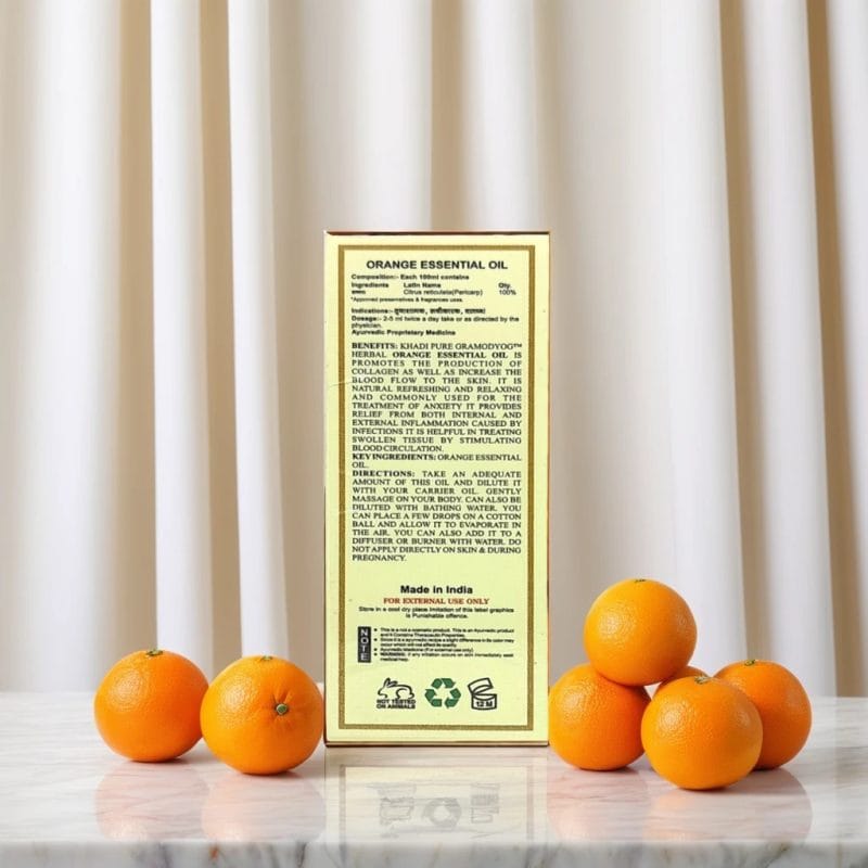 Khadi Pure Herbal Orange Essential Oil | Collagen Boost & Inflammation Relief | 15ml - Image 5