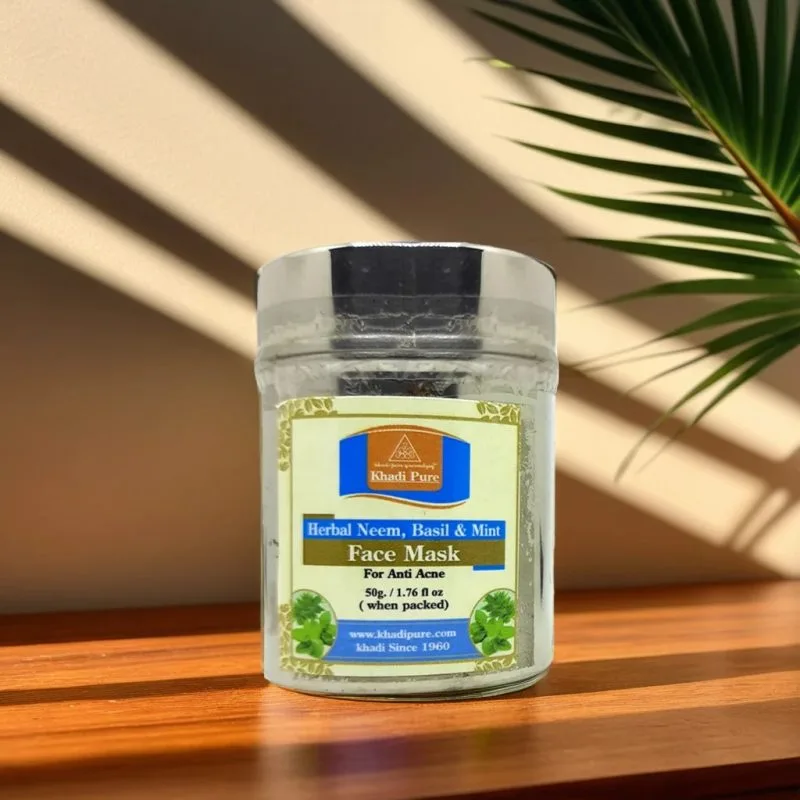 Khadi Pure Herbal Neem, Basil & Mint Face Mask | Anti-Acne, Pore Cleansing & Skin Detox | 50g - Image 2