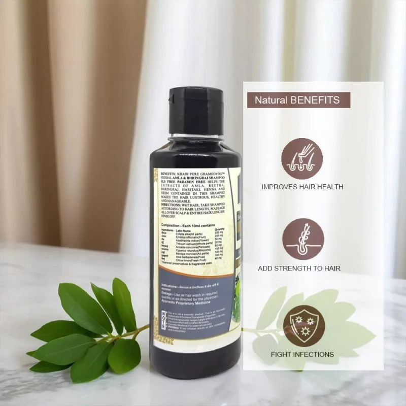 Khadi Pure Herbal Amla & Bhringraj Shampoo | 210ml | Nourishing Hair Cleanser for Healthy & Lustrous Hair | SLS & Paraben Free - Image 6