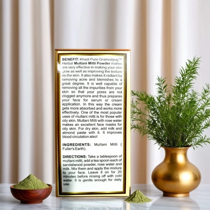 Khadi Pure Herbal Multani Mitti | 80g | Natural Fuller | Earth for Acne Treatment | Skin Brightening & Oil Control - Image 3