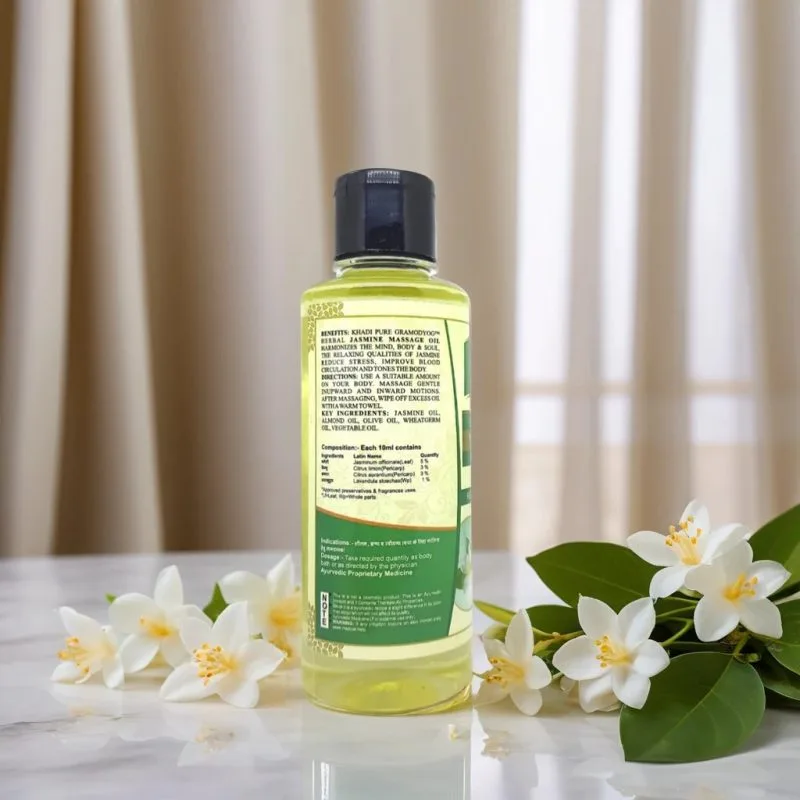 Khadi Pure Herbal Jasmine Massage Oil | Sooths Minds & Body | 210ml | Stress Relief & Skin Nourishment - Image 3