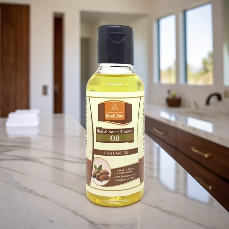 Khadi Pure Herbal Sweet Almond Oil – 100ml | 100% Pure Almond Oil for Nourishing, Soothing & Anti-inflammatory Benefits - Image 4