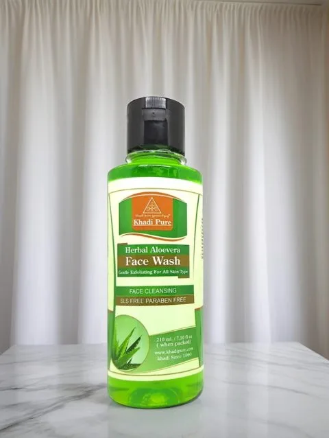 Khadi Pure Herbal Aloevera Face Wash SLS-Paraben Free | Natural Exfoliating Face Wash for Soft & Smooth Skin | 210ml