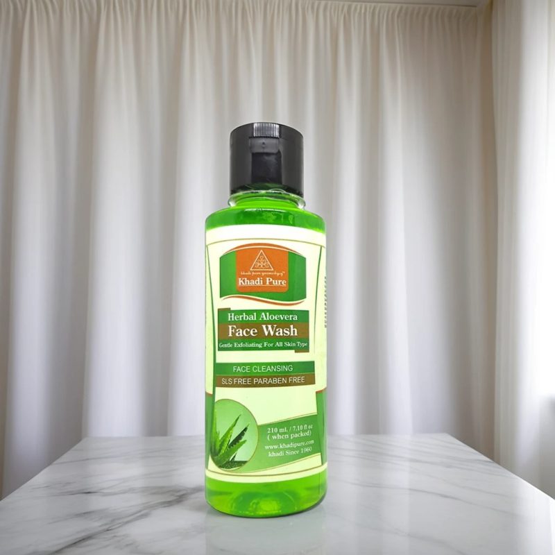 Khadi Pure Herbal Aloe Vera Face Wash SLS-Paraben Free | Natural Exfoliating Face Wash for Soft & Smooth Skin | 210ml