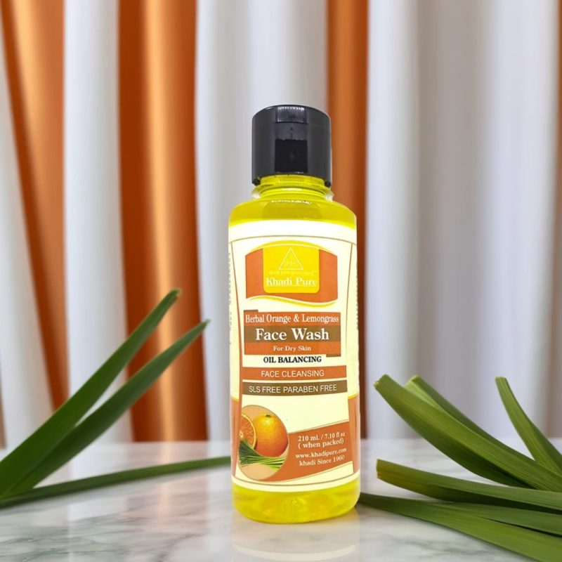 Khadi Pure Herbal Orange & Lemongrass Face Wash SLS-Paraben Free | Pore Tightening & Skin Hydrating Face Wash | 210ml - Image 2