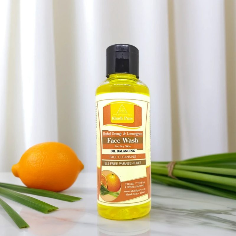 Khadi Pure Herbal Orange & Lemongrass Face Wash SLS-Paraben Free | Pore Tightening & Skin Hydrating Face Wash | 210ml - Image 3