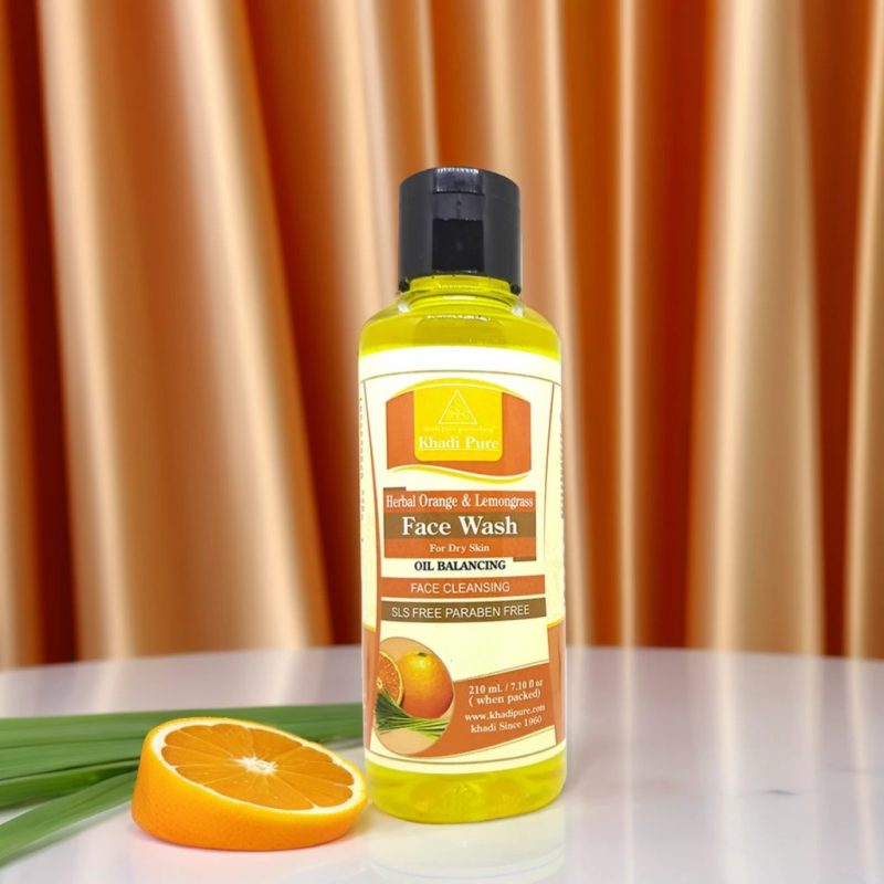 Khadi Pure Herbal Orange & Lemongrass Face Wash SLS-Paraben Free | Pore Tightening & Skin Hydrating Face Wash | 210ml - Image 4