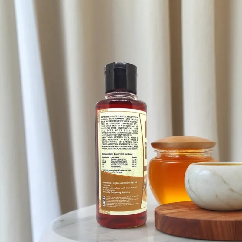 Khadi Pure Sandalwood & Honey Face Wash | Herbal Skin Detox & Tone Cleanser | Antioxidant-Rich Formula for Radiant Skin | 210ml - Image 5