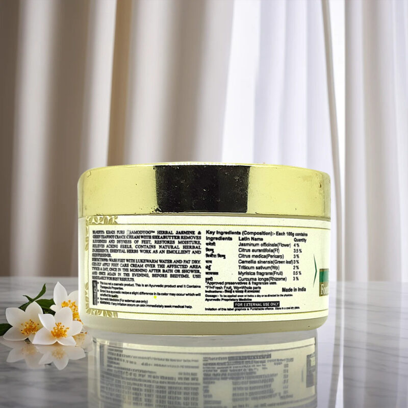 Khadi Pure Herbal Jasmine & Green Tea Foot Crack Cream with Shea Butter | Hydrating & Repairing | 50g - Image 3