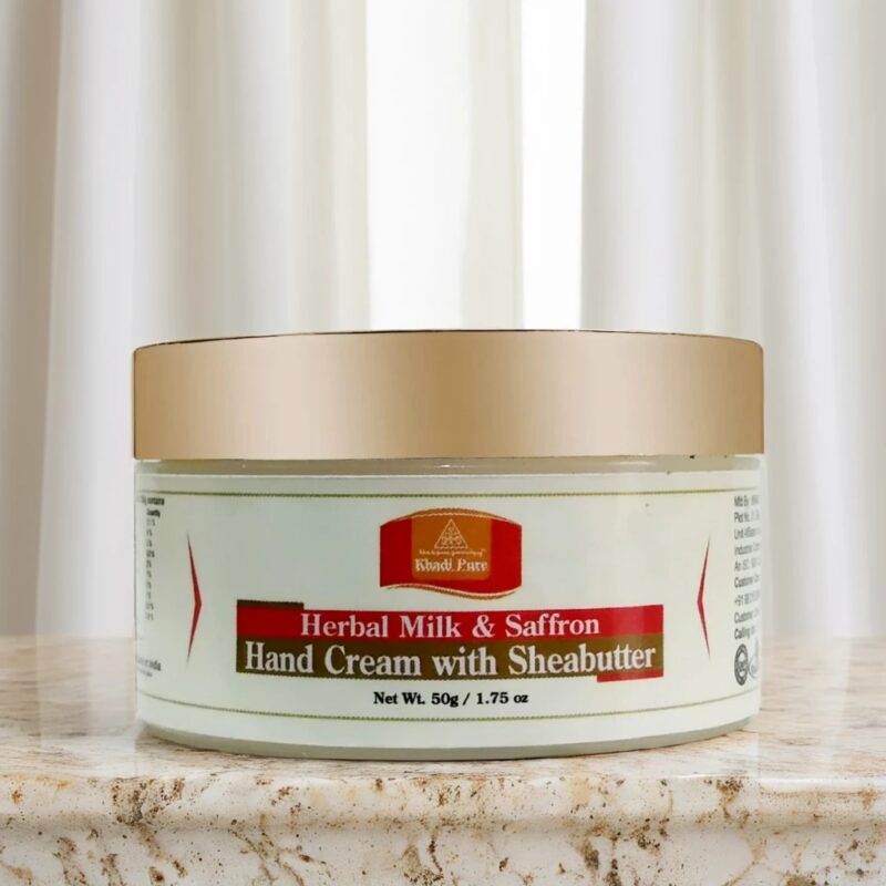 Khadi Pure Herbal Milk & Saffron Hand Cream with Shea Butter | Deep Hydration & Nail Care | 50g - Image 7