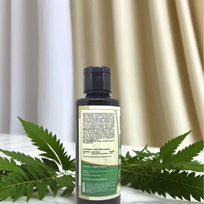 Khadi Pure Herbal Pure Neem Oil | 210ml | Natural Oil for Skin Healing, Acne, Dandruff, Eczema, and Wound Care - Image 4