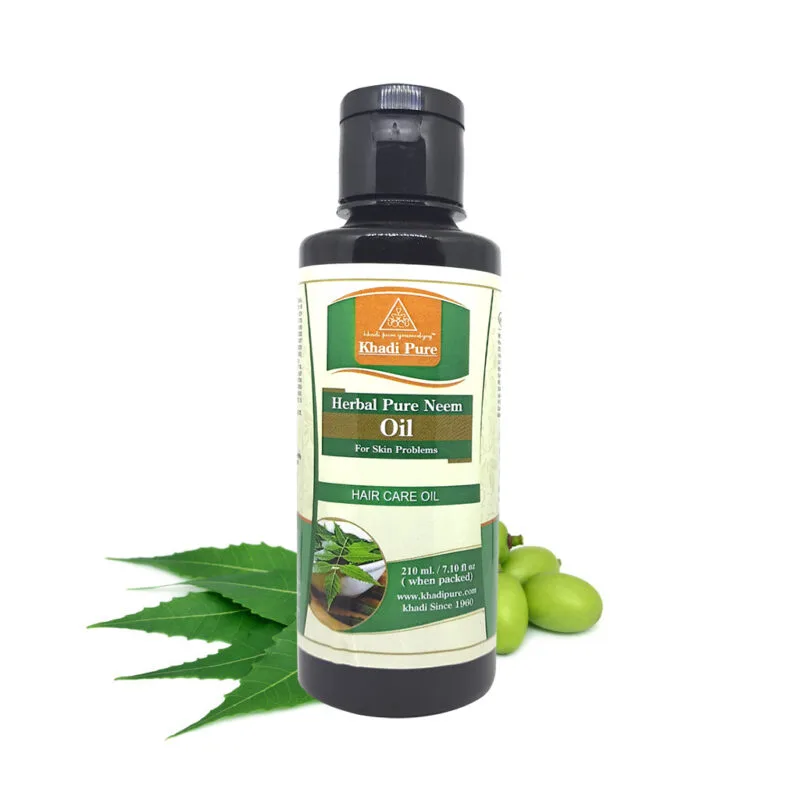 Khadi Pure Herbal Pure Neem Oil | 210ml | Natural Oil for Skin Healing, Acne, Dandruff, Eczema, and Wound Care - Image 3