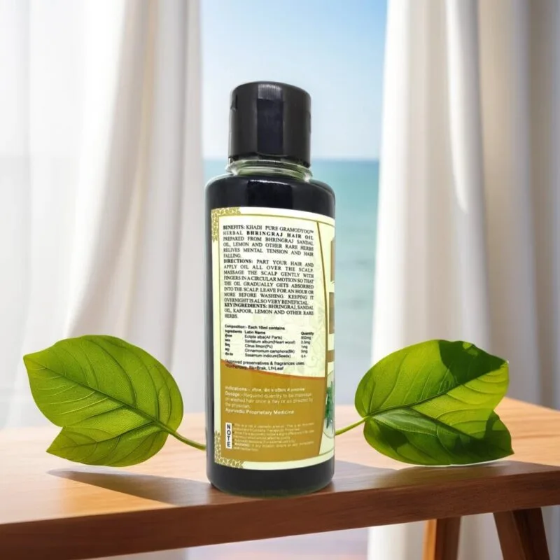 Khadi Pure Herbal Bhringraj Hair Oil | 210ml | Natural Oil to Relieve Mental Tension | Reduce Hair Fall & Promote Healthy Hair Growth - Image 5