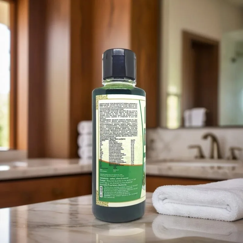 Khadi Pure Herbal Ayurvedic 18 Herbs Hair Oil | 210ml | Natural Scalp Relaxation, Anti-Dandruff Treatment, Promotes Smooth & Manageable Hair, Anti-Depressant Benefits - Image 4