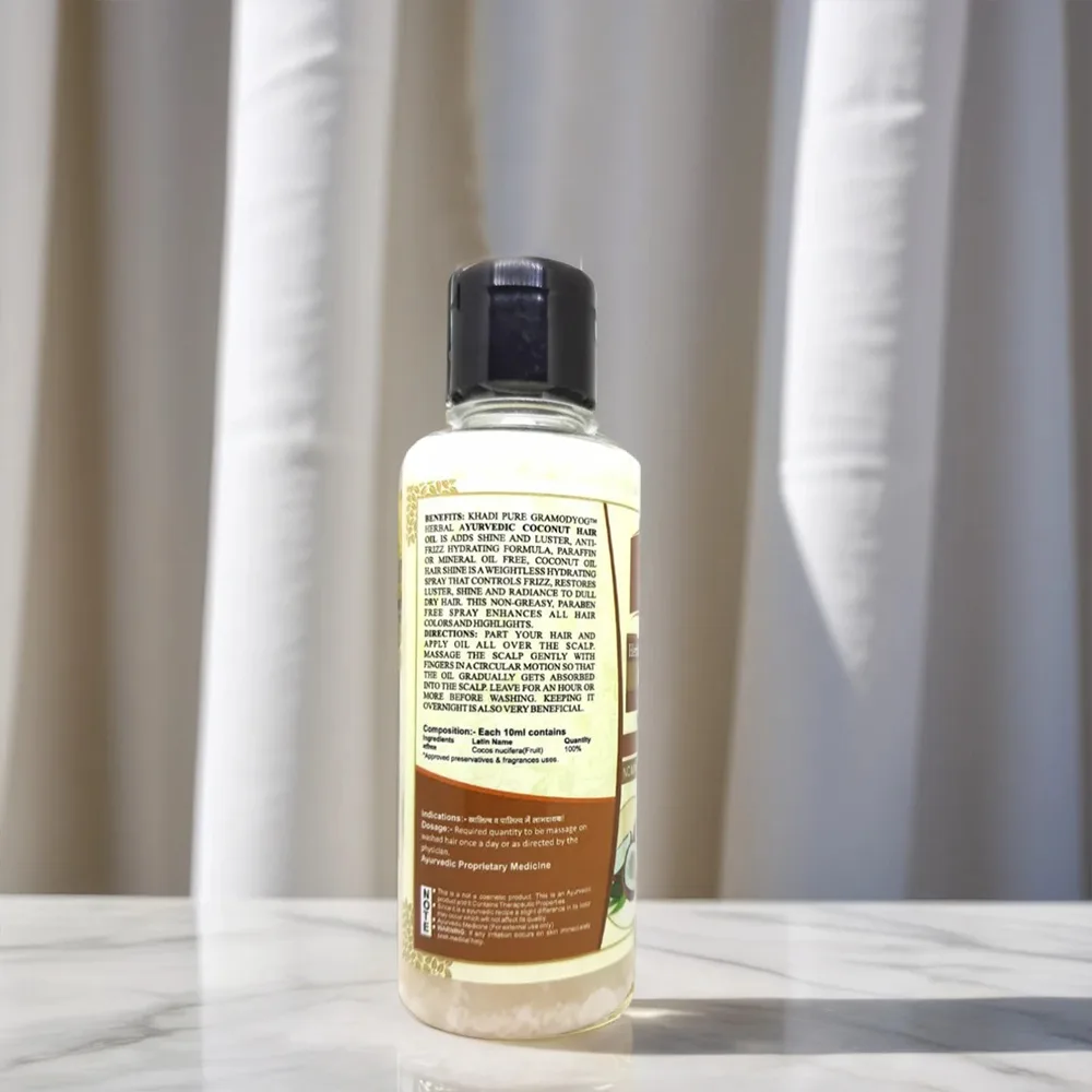 Khadi Pure Herbal Ayurvedic Coconut Hair Oil | 210ml | Adds Shine & Controls Frizz | Hydrates | Paraben & Mineral Oil Free - Image 3