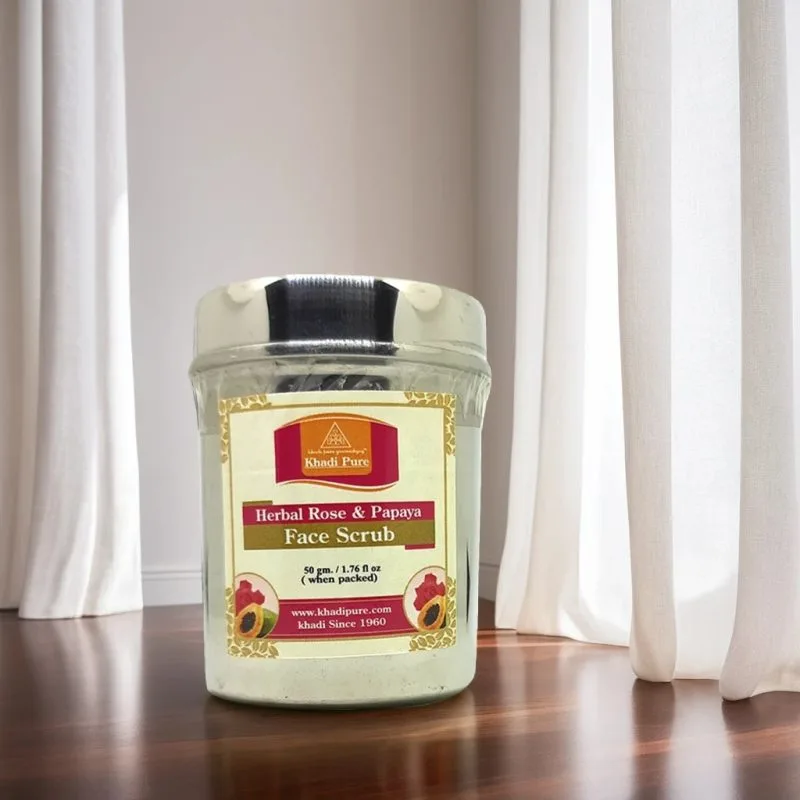 Khadi Pure Herbal Rose & Papaya Face Scrub | Deep Cleansing & Skin Brightening | 50g - Image 4
