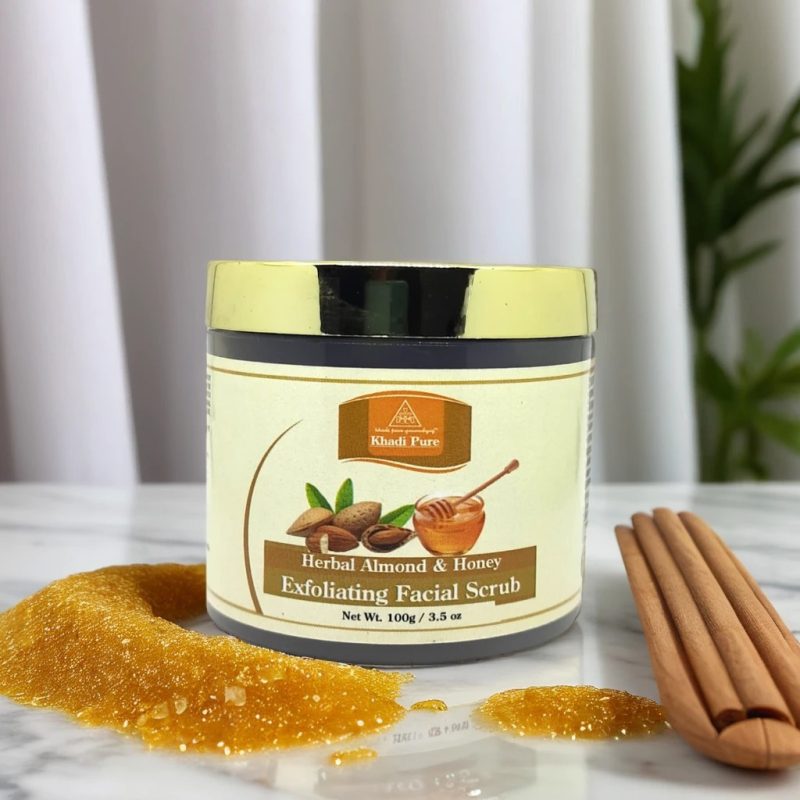 Khadi Pure Herbal Almond & Honey Exfoliating Facial Scrub | Natural Exfoliation & Glow | 100g