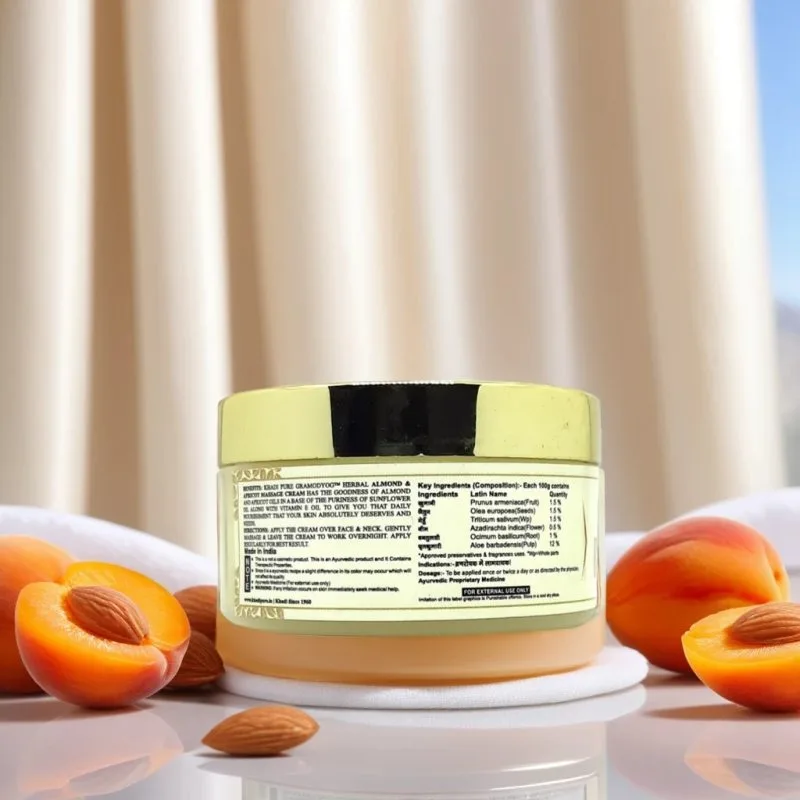 Khadi Pure Herbal Almond & Apricot Massage Cream | Nourishing & Revitalizing for Face & Neck | 50g - Image 2