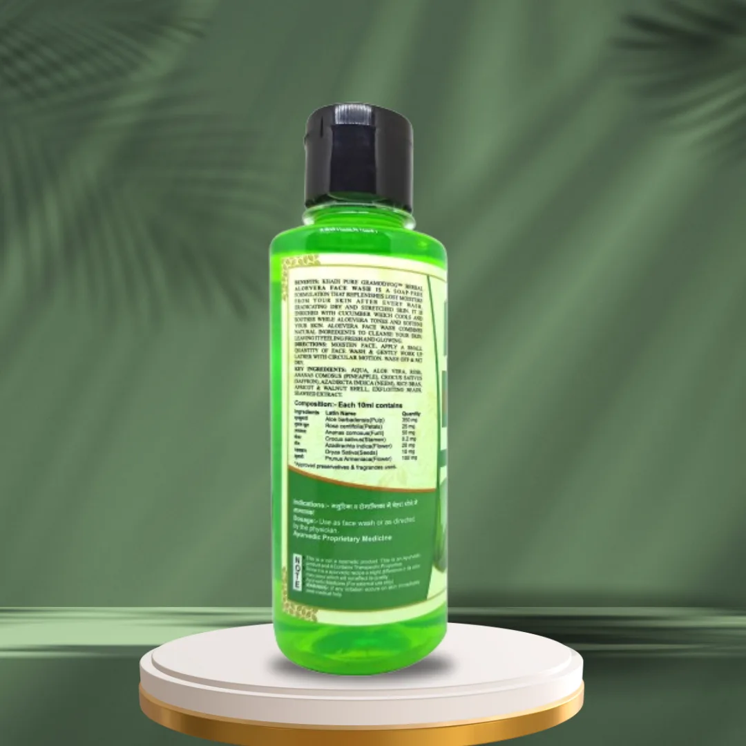 Khadi Pure Aloevera Face Wash | Hydrating & Moisturizing | Soap-Free Gentle Cleanser with Cucumber & Aloe Vera for Soft & Glowing Skin | 210ml - Image 3