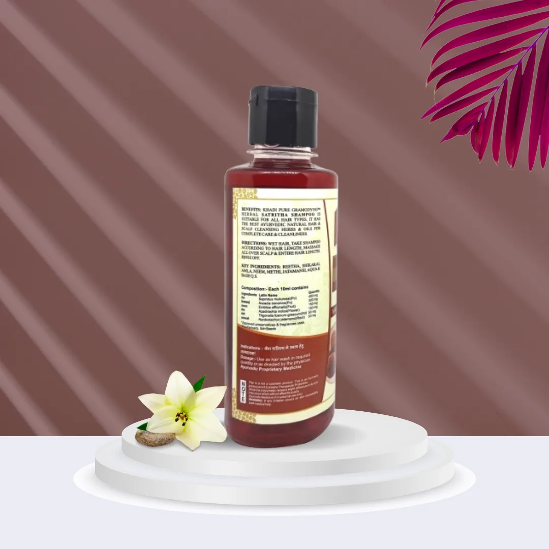 Khadi Pure Herbal Satritha Shampoo | 210ml | Ayurvedic Hair Cleanser for All Hair Types | Nourishes & Strengthens Hair - Image 3
