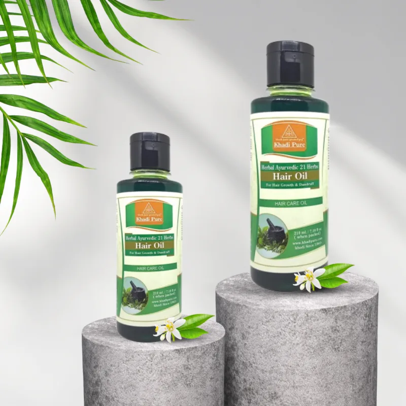 Khadi Pure Herbal Ayurvedic 21 Herbs Hair Oil | 210ml | Natural Oil for Relaxation, Anti-Dandruff Treatment, Smooth & Manageable Hair, Promotes Healthy Hair Growth & Scalp Care - Image 2