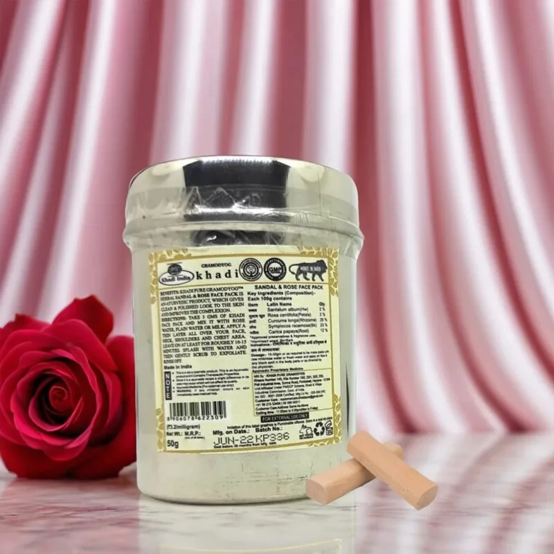 Khadi Pure Sandal & Rose Face Pack | Skin Polishing & Complexion Enhancing Face Pack | Ayurvedic Herbal Face Pack for Radiant Skin | For All Skin Types | 50g - Image 3