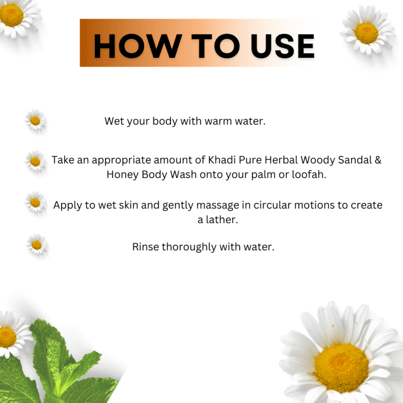 Khadi Pure Herbal Woody Sandal & Honey Body Wash | Calming, Nourishing & Moisturizing Body Cleanser | 210ml - Image 3