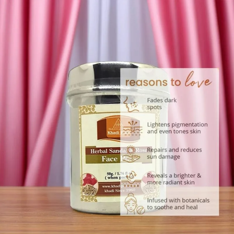Khadi Pure Sandal & Rose Face Pack | Skin Polishing & Complexion Enhancing Face Pack | Ayurvedic Herbal Face Pack for Radiant Skin | For All Skin Types | 50g - Image 4