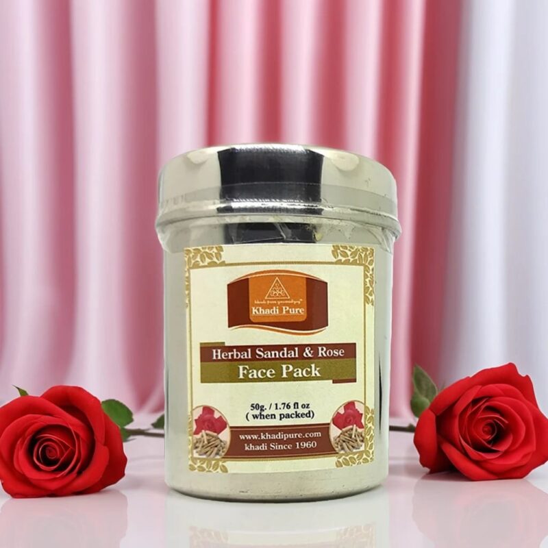 Khadi-Natural Sandal & Rose Face Pack | Skin Polishing & Complexion Enhancing Face Pack | Ayurvedic Herbal Face Pack for Radiant Skin | For All Skin Types | 50g