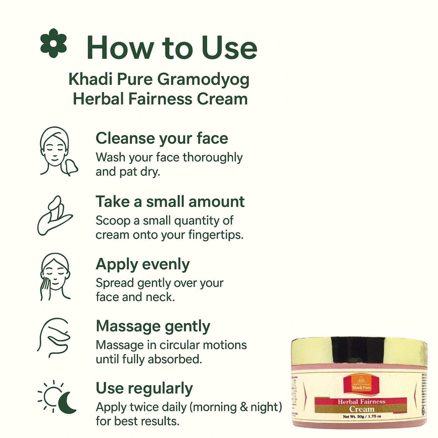 Khadi Pure Herbal Fairness Cream | Instant Brightening & Dark Spot Reduction | 50g - Image 5