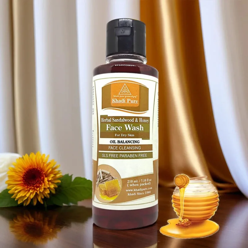 Khadi Pure Herbal Sandalwood & Honey Face Wash SLS-Paraben Free | Skin Detoxifying & Toning Face Wash | 210ml - Image 2